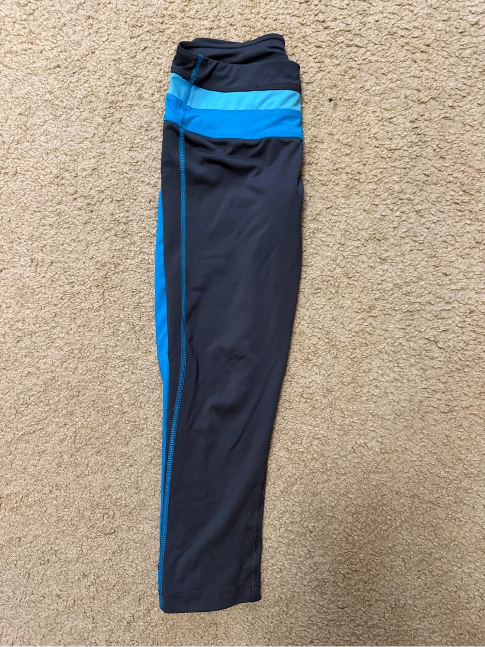 Layer 8 Black Capris Leggings with Bright Blue Panels